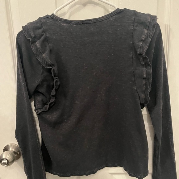 Anthropologie Eri + Ali Gray Ruffle Long Sleeve Top - Picture 5 of 9